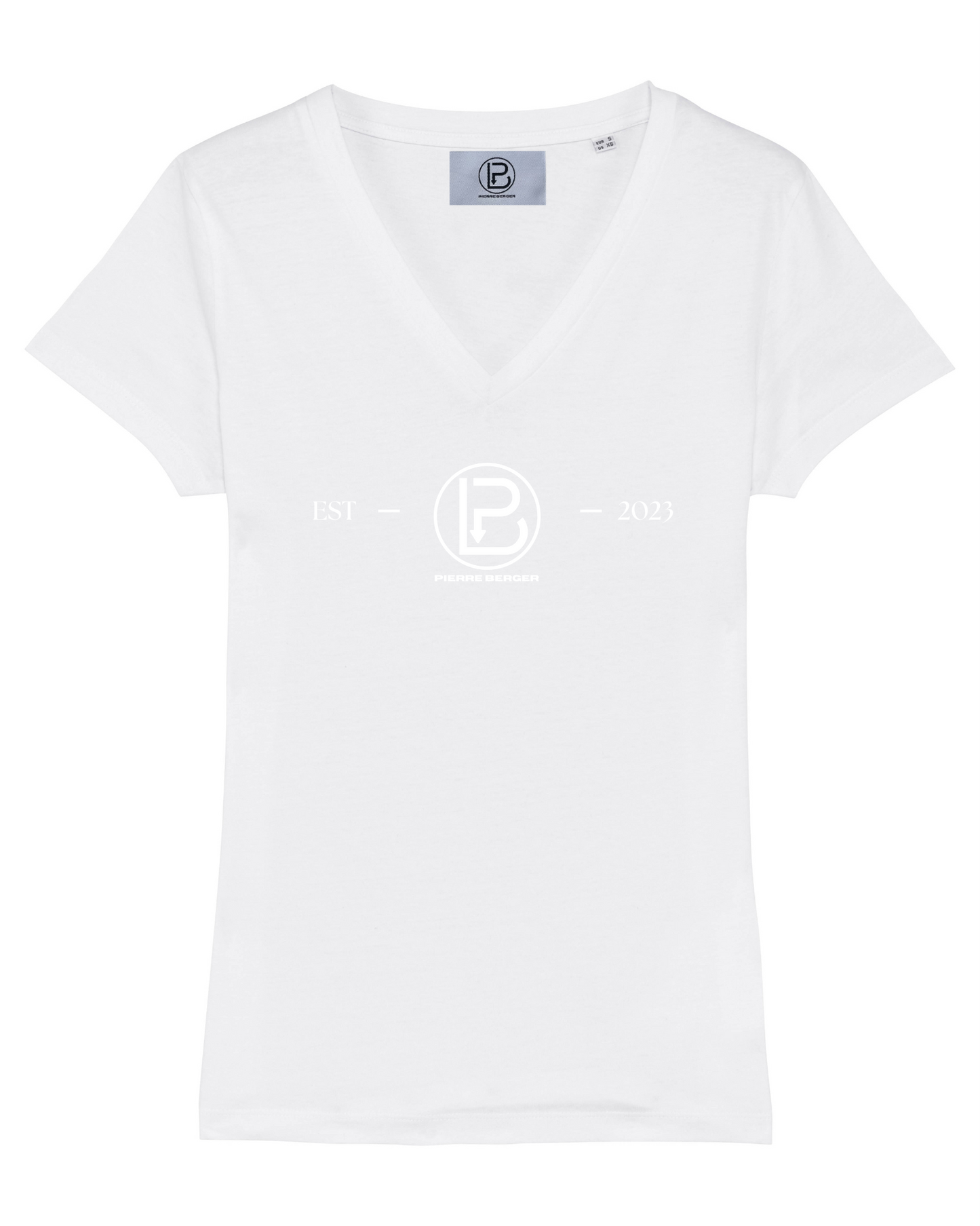 PIERRE BERGER - 100% organic cotton women's T-shirt with V-neck embroidery