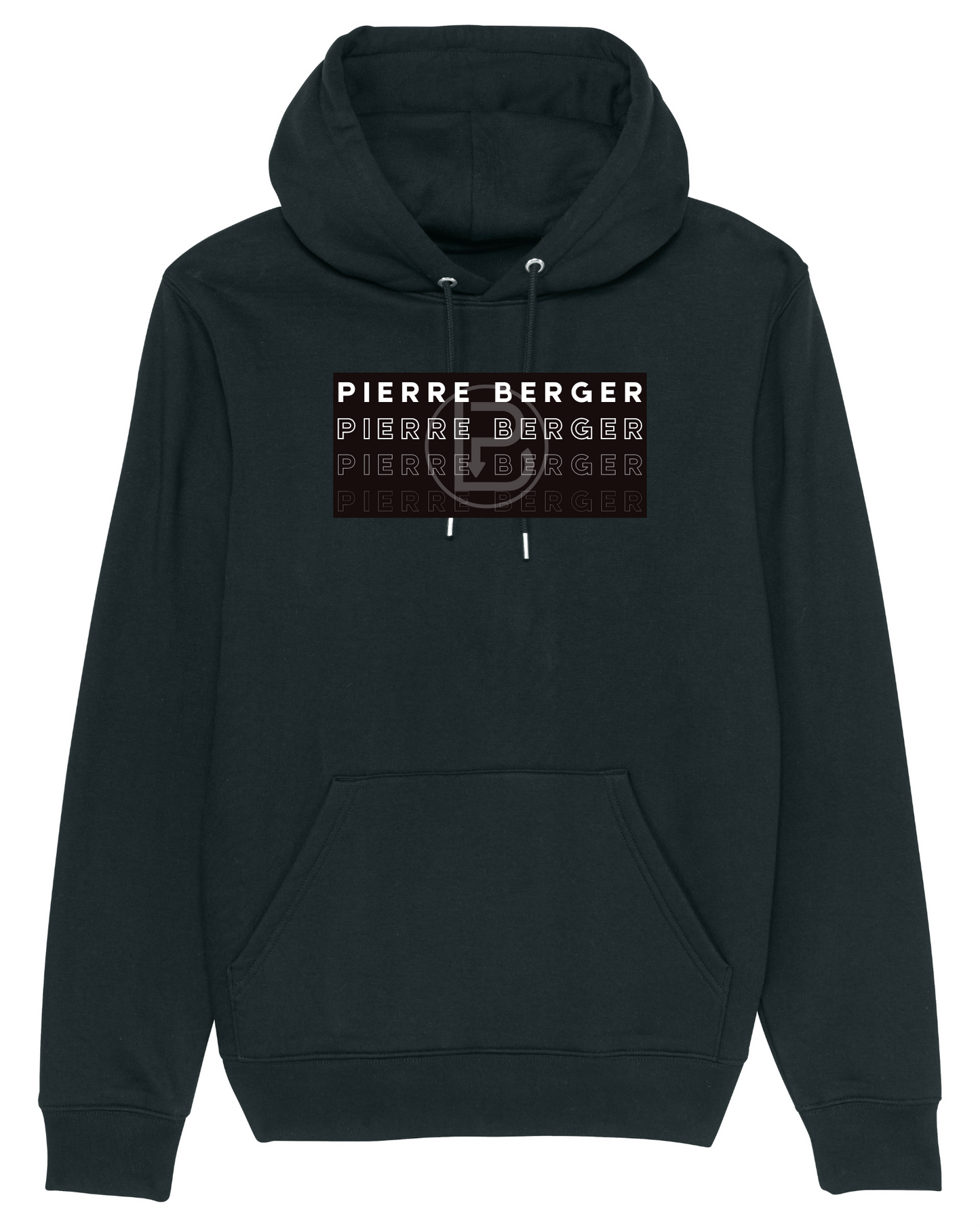 PIERRE BERGER - Unisex Hoodie Black White Simple Typhography 100% recycelt