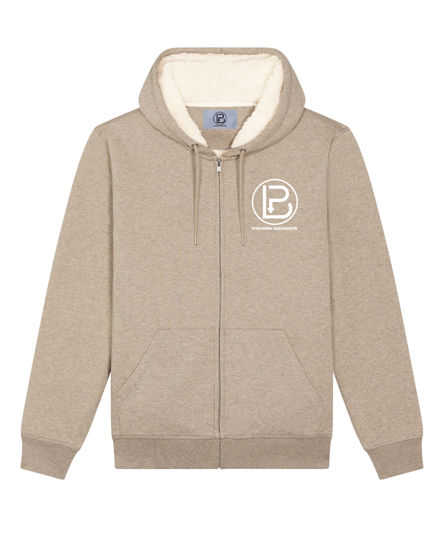 PIERRE BERGER - Unisex zip-up hoodie with Sherpa lining 100% recycled embroidery