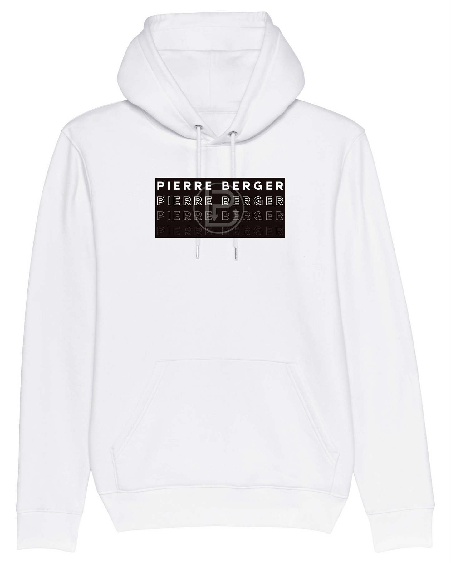 PIERRE BERGER - Unisex Hoodie Black White Simple Typhography 100% recycled