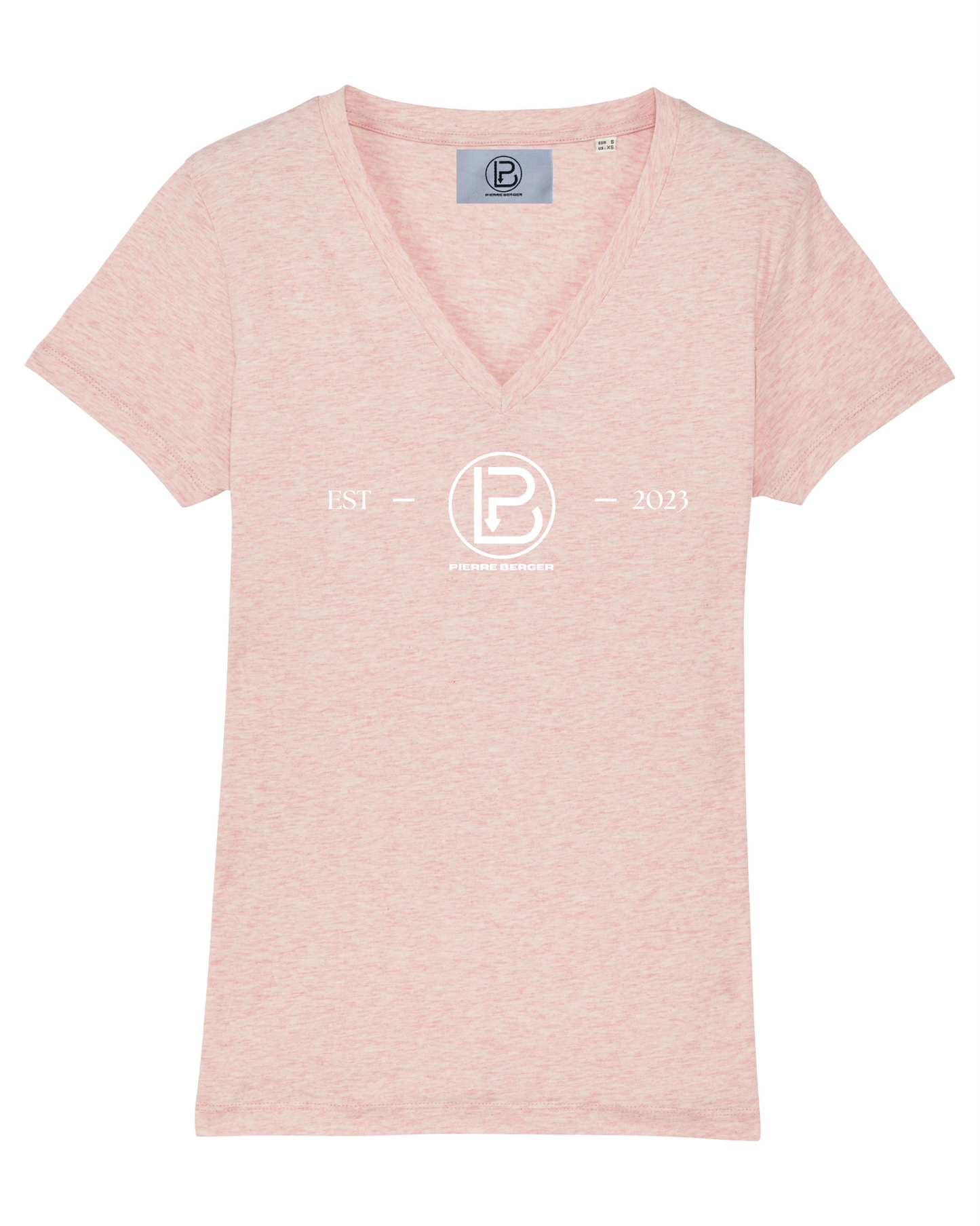 PIERRE BERGER - 100% organic cotton women's T-shirt with V-neck embroidery