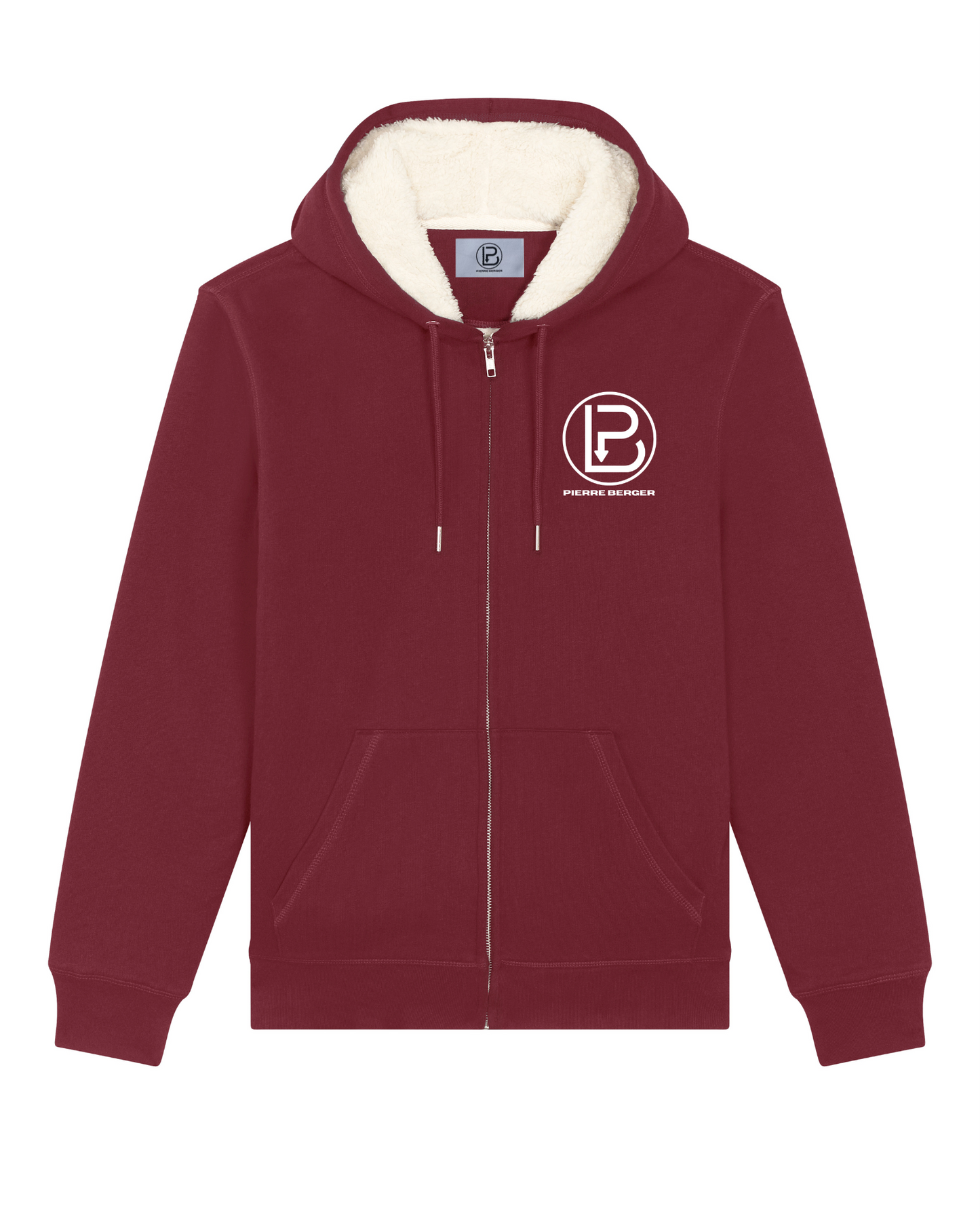 PIERRE BERGER - Unisex zip-up hoodie with Sherpa lining 100% recycled embroidery