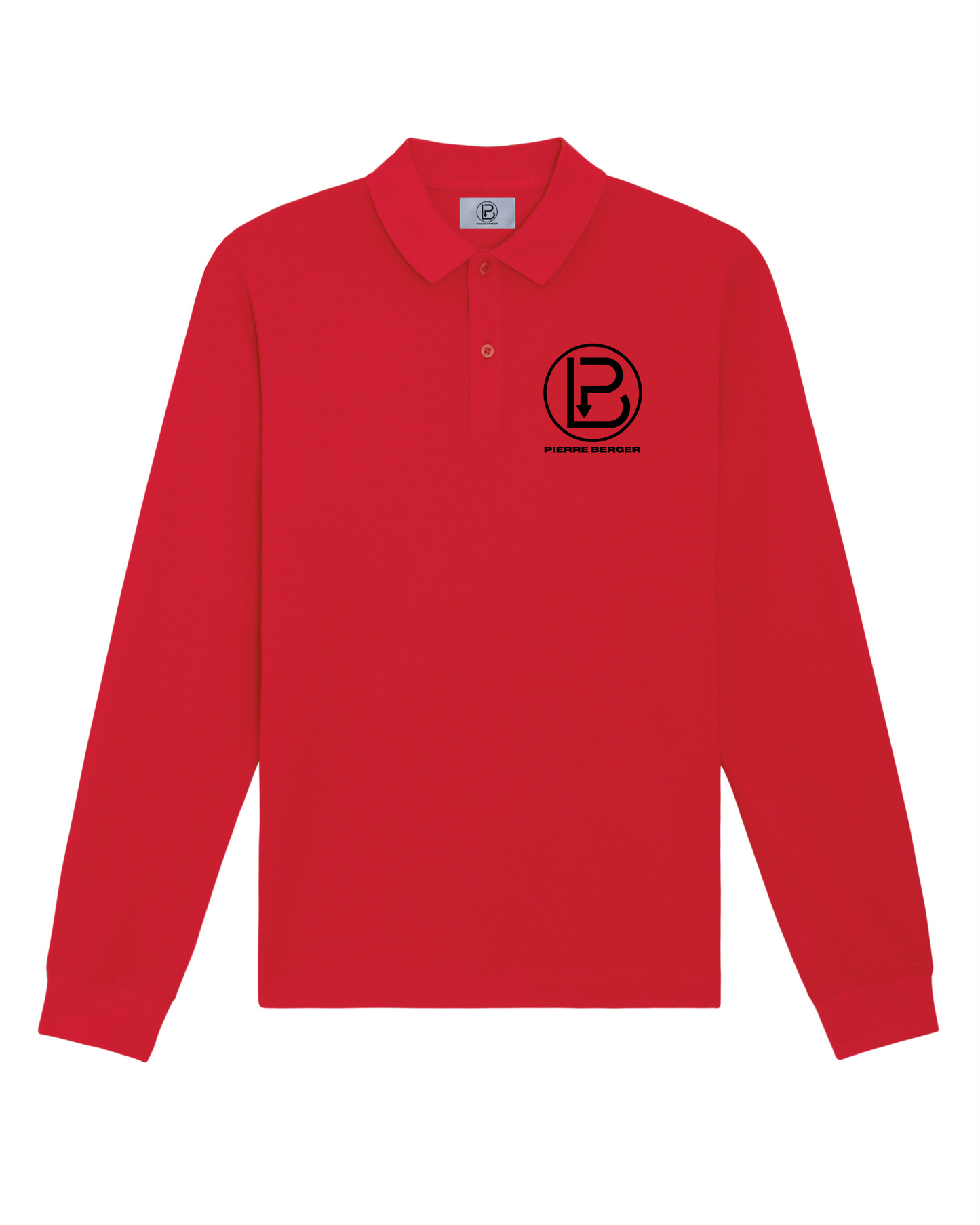 PIERRE BERGER - 100% Bio-Baumwolle Unisex Langarm Poloshirt Stick