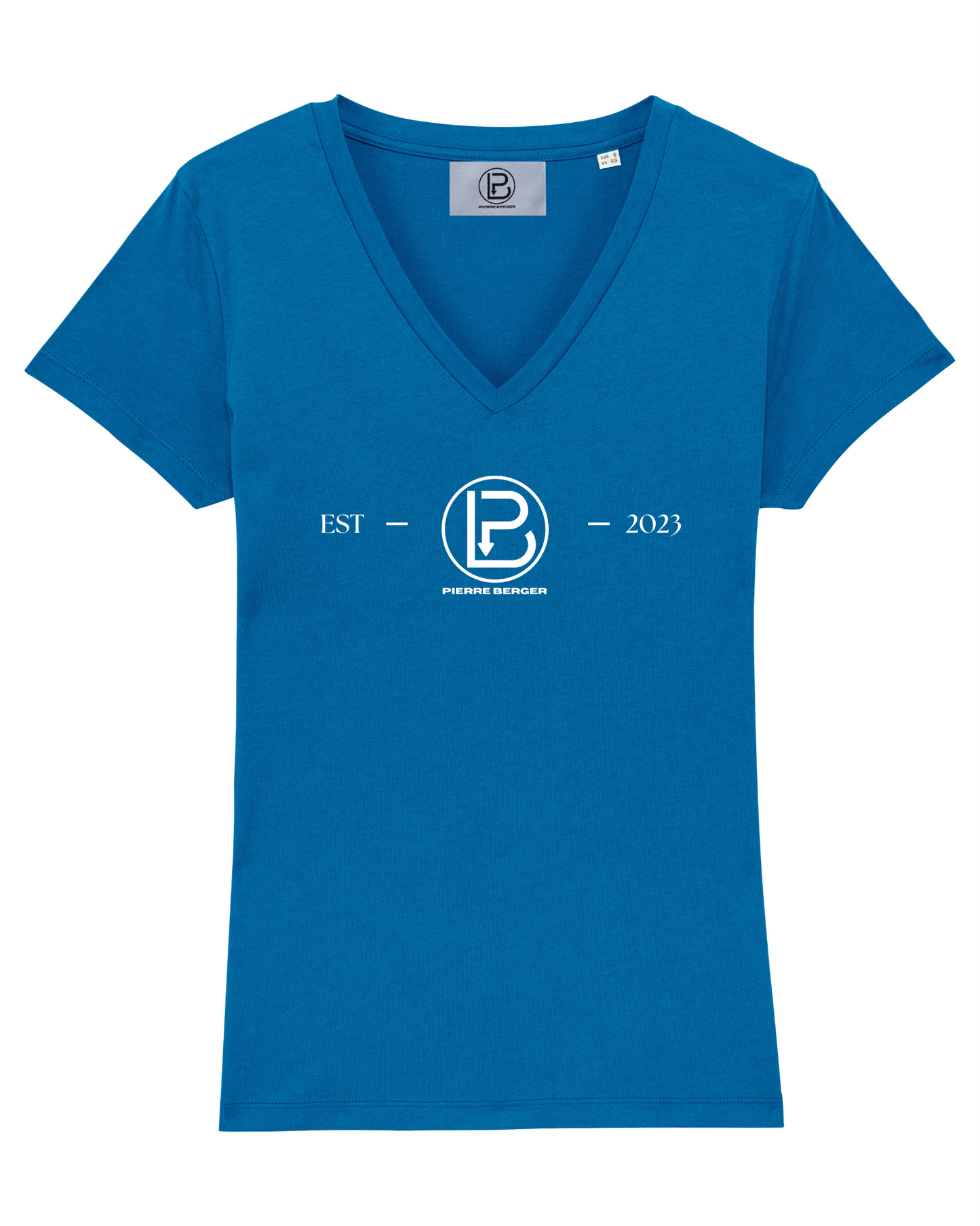 PIERRE BERGER - 100% Bio-Baumwolle Damen T-Shirt mit V-Ausschnitt Stick
