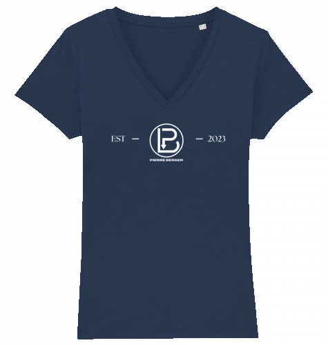 PIERRE BERGER - 100% Bio-Baumwolle Damen T-Shirt mit V-Ausschnitt Stick